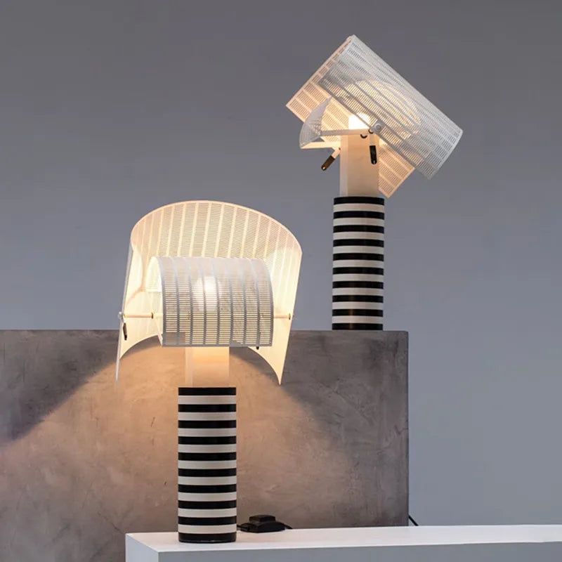 ChandeliersDecor.com-Table Lamp-Italian Shogun Table Lamp: Modern Stripe Grid Desk Light