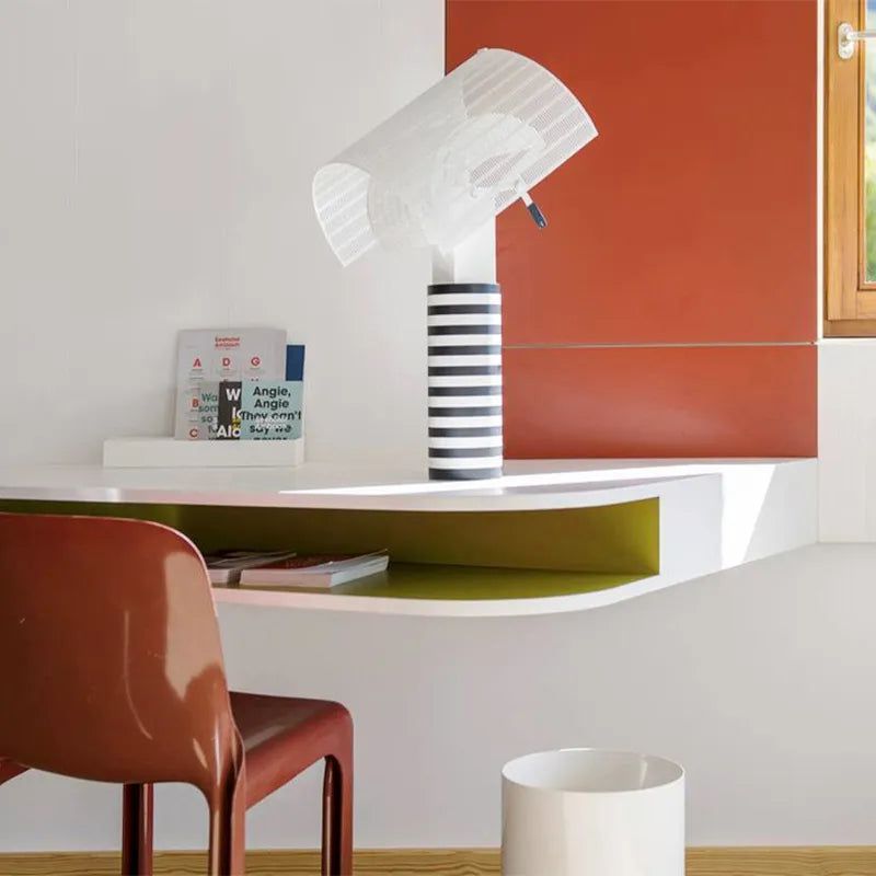 ChandeliersDecor.com-Table Lamp-Italian Shogun Table Lamp: Modern Stripe Grid Desk Light