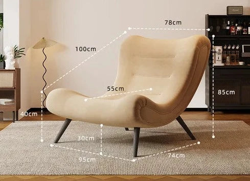 ChandeliersDecor.com-Sofa Chairs and Stools-Italian Style Velvet Wood Legs Sofa Chair