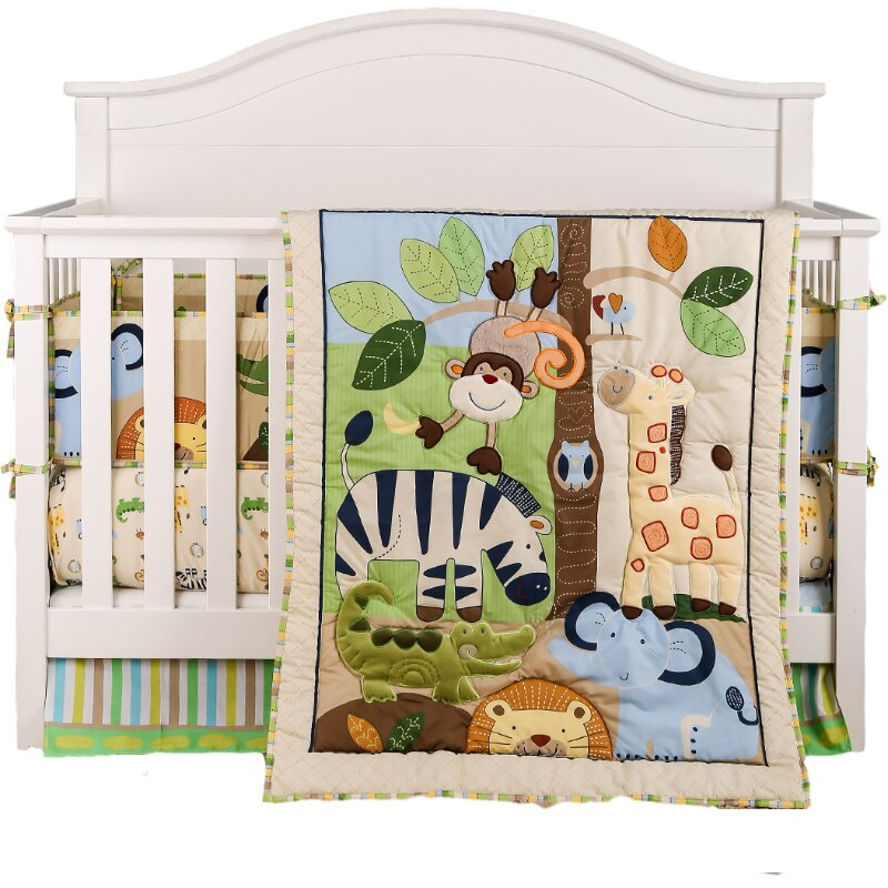 ChandeliersDecor.com-Crib Bedding-Jungle Animals Theme Crib Cot Bedding Set