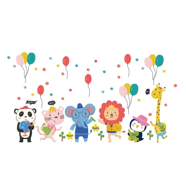 ChandeliersDecor.com-Home Decor Decals-Jungle Animals Wall Stickers - DIY Vinyl Decals for Kids Room