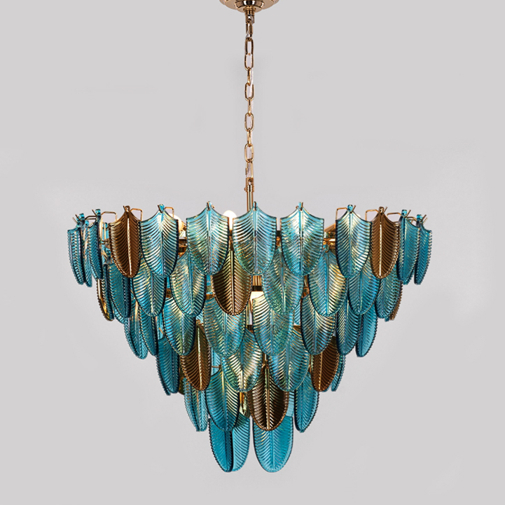 ChandeliersDecor.com-Chandeliers-K9 Crystal Leaf Chandelier: Exquisite Lighting Fixture