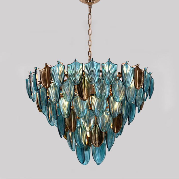 ChandeliersDecor.com-Chandeliers-K9 Crystal Leaf Chandelier: Exquisite Lighting Fixture