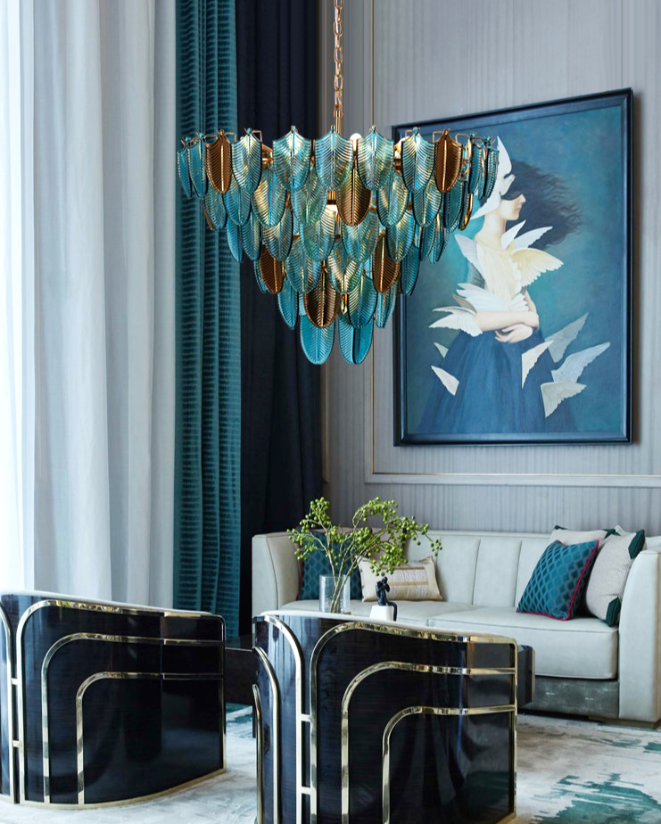 ChandeliersDecor.com-Chandeliers-K9 Crystal Leaf Chandelier: Exquisite Lighting Fixture