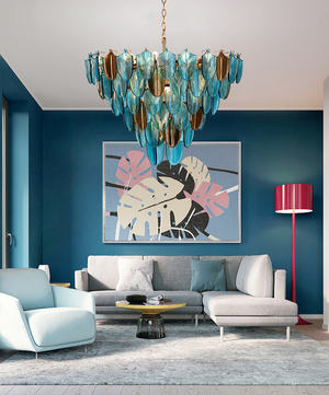 ChandeliersDecor.com-Chandeliers-K9 Crystal Leaf Chandelier: Exquisite Lighting Fixture