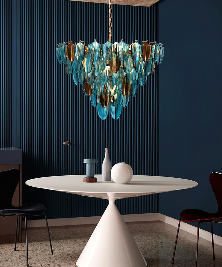 ChandeliersDecor.com-Chandeliers-K9 Crystal Leaf Chandelier: Exquisite Lighting Fixture