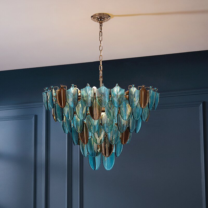 ChandeliersDecor.com-Chandeliers-K9 Crystal Leaf Chandelier: Exquisite Lighting Fixture