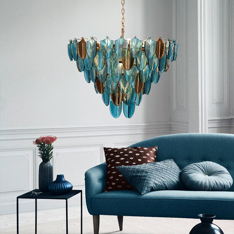 ChandeliersDecor.com-Chandeliers-K9 Crystal Leaf Chandelier: Exquisite Lighting Fixture