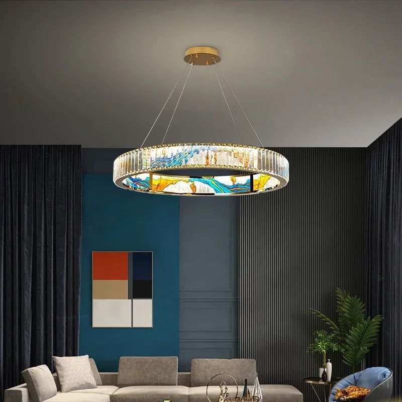 ChandeliersDecor.com-Ceiling Chandelier-K9 Crystal Luxury LED Chandelier - Multi-Color Crystal Elegance
