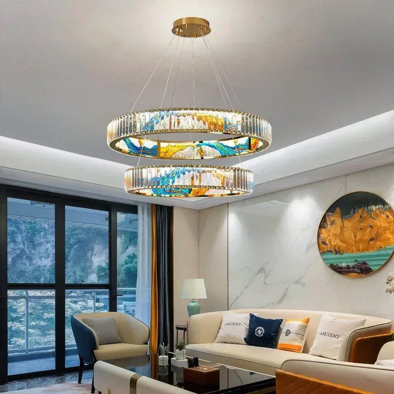 ChandeliersDecor.com-Ceiling Chandelier-K9 Crystal Luxury LED Chandelier - Multi-Color Crystal Elegance