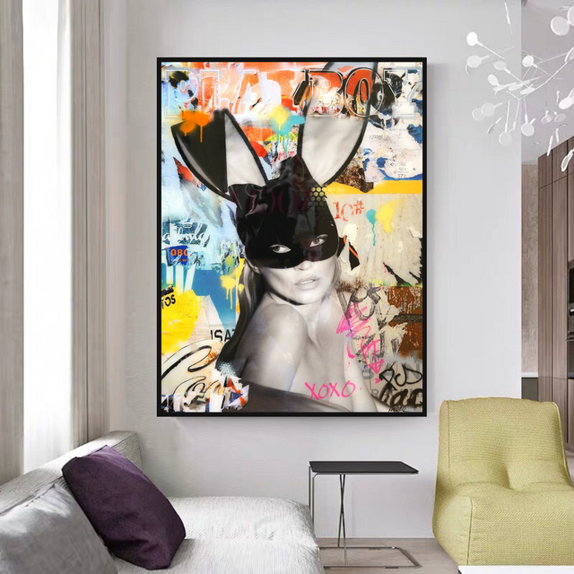 ChandeliersDecor.com-Kate Moss Wall Art-Kate Moss Bunny Poster: Iconic Artwork featuring Kate Moss