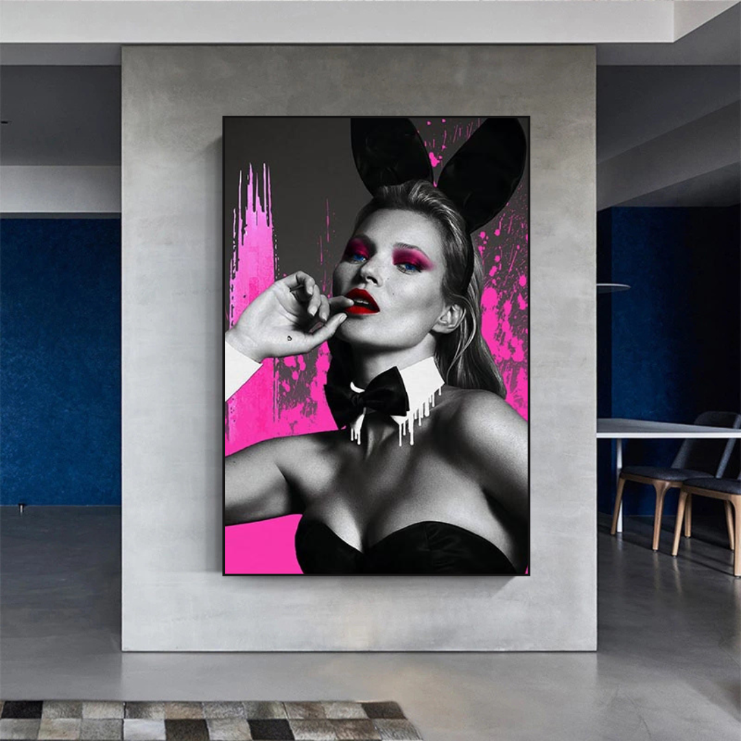 ChandeliersDecor.com-Kate Moss Wall Art-Kate Moss Pink Bunny Poster - Limited Edition Art Print