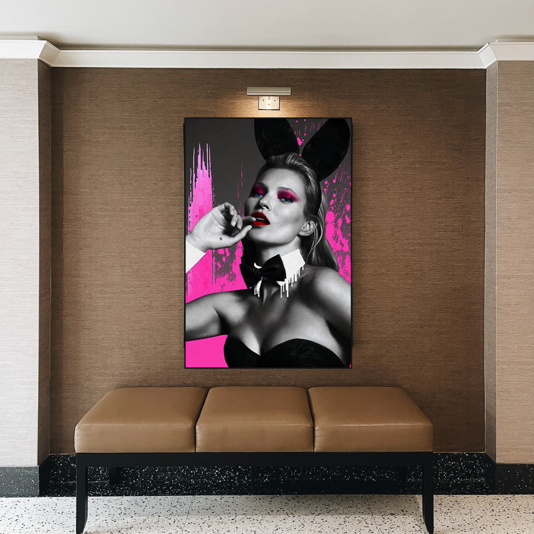 ChandeliersDecor.com-Kate Moss Wall Art-Kate Moss Pink Bunny Poster - Limited Edition Art Print