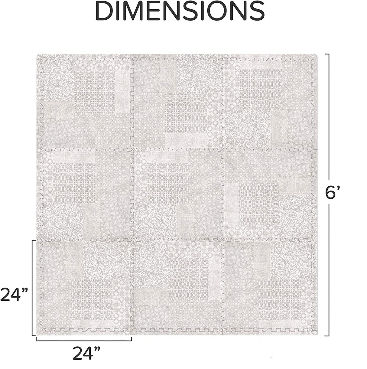 ChandeliersDecor.com-Play Mats-Kids Babies Khaki Design Play Mat Puzzle Tiles | Pack of 9 Tiles - 60x60cm per tile size