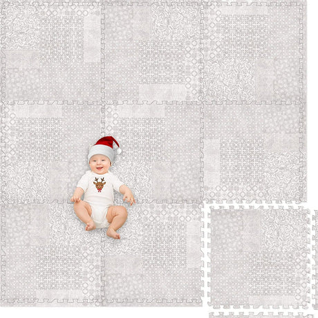 ChandeliersDecor.com-Play Mats-Kids Babies Khaki Design Play Mat Puzzle Tiles | Pack of 9 Tiles - 60x60cm per tile size