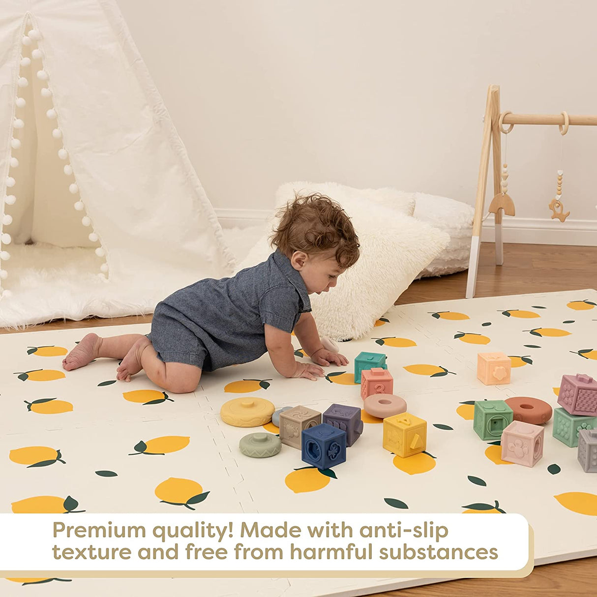 ChandeliersDecor.com-Play Mats-Kids Babies Lemons Play Mat Puzzle Tiles | Pack of 6 Tiles - 60x60cm per tile size