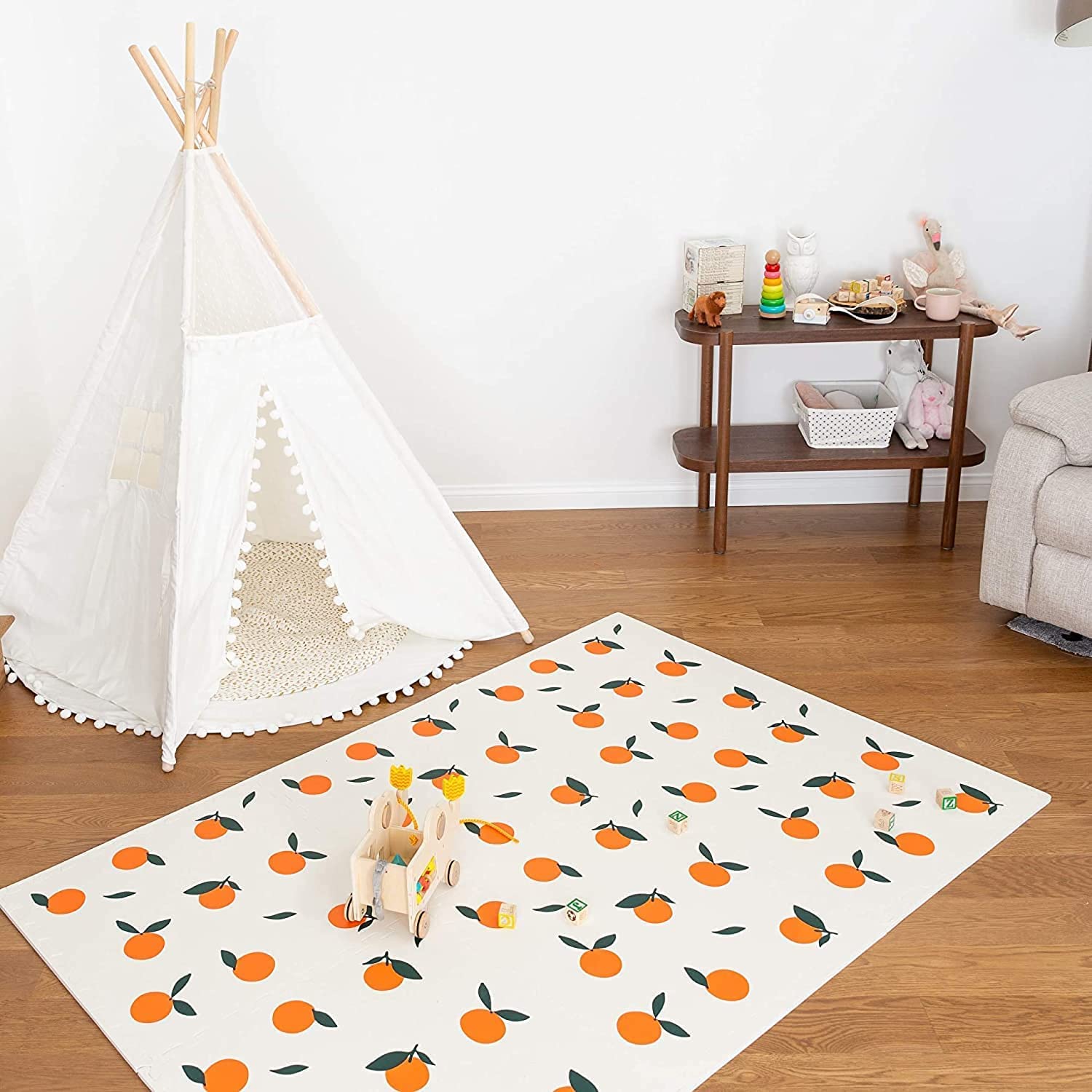 ChandeliersDecor.com-Play Mats-Kids Babies Oranges Play Mat Puzzle Tiles | Pack of 6 Tiles - 60x60cm per tile size