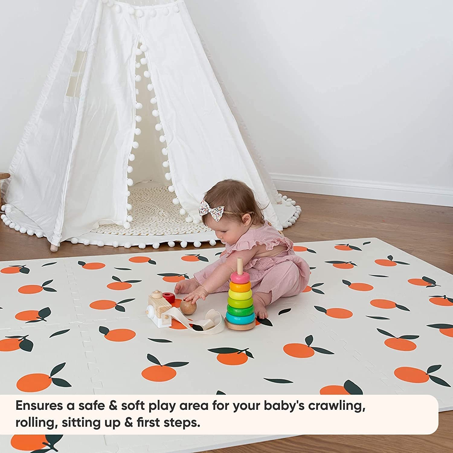 ChandeliersDecor.com-Play Mats-Kids Babies Oranges Play Mat Puzzle Tiles | Pack of 6 Tiles - 60x60cm per tile size