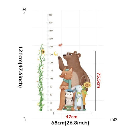 ChandeliersDecor.com-Home Decor Decals-Kids Height Ruler Bear Wall Decal - Measure Growth