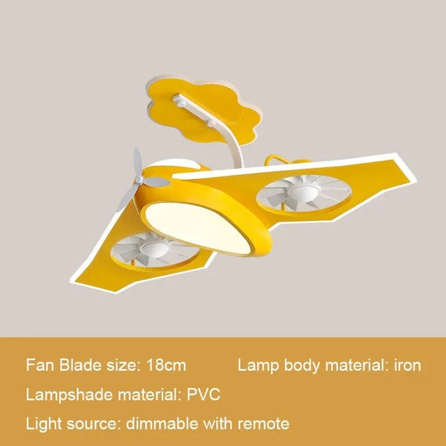 Kids Room Aeroplane Aircraft Ceiling Light with Fan-ChandeliersDecor.com