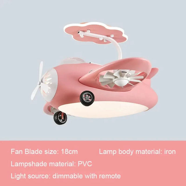 Kids Room Aeroplane Aircraft Ceiling Light with Fan-ChandeliersDecor.com