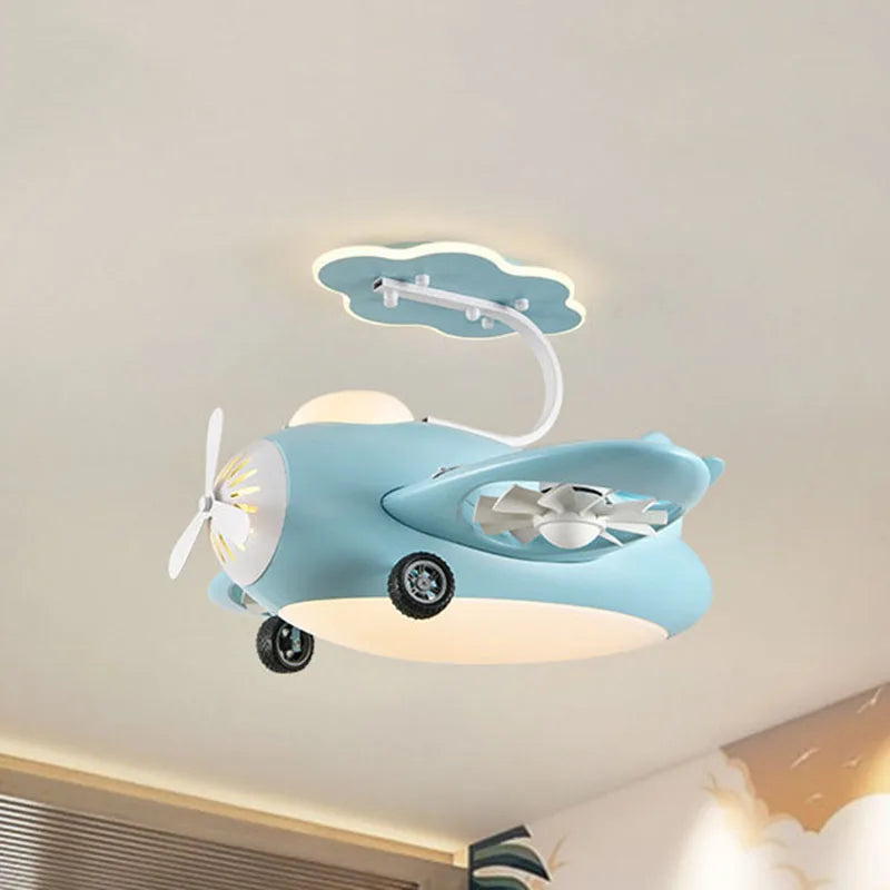 ChandeliersDecor.com-Kids Room Nursery Lighting-Kids Room Aeroplane Aircraft Ceiling Light with Fan