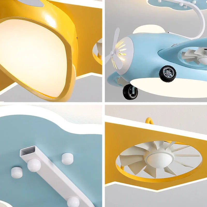 ChandeliersDecor.com-Kids Room Nursery Lighting-Kids Room Aeroplane Aircraft Ceiling Light with Fan