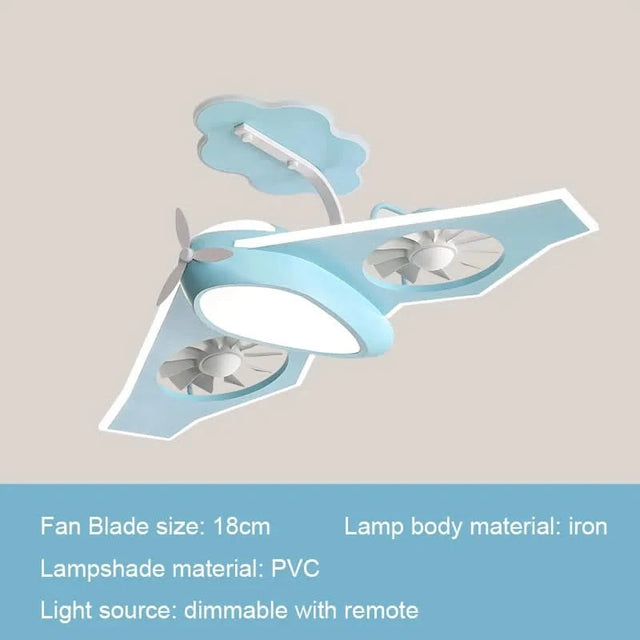 Kids Room Aeroplane Aircraft Ceiling Light with Fan-ChandeliersDecor.com