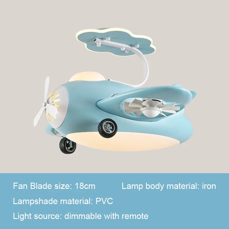 ChandeliersDecor.com-Kids Room Nursery Lighting-Kids Room Aeroplane Aircraft Ceiling Light with Fan