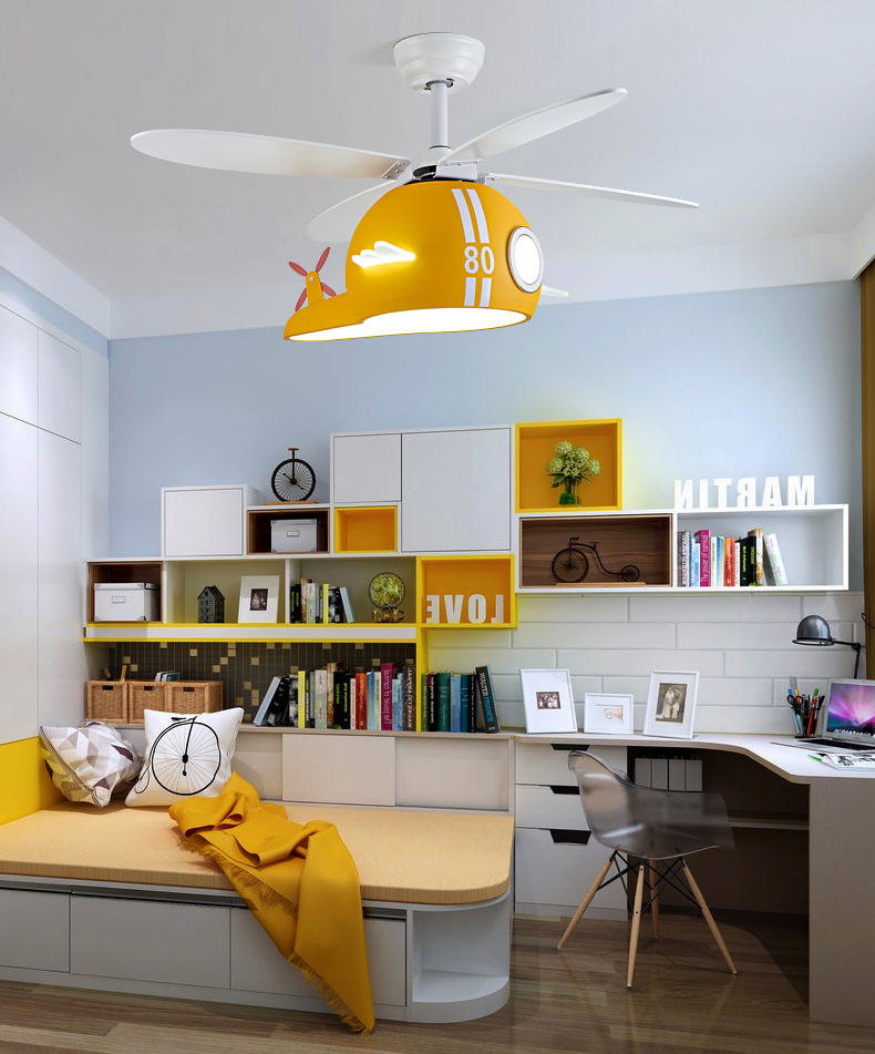 ChandeliersDecor.com-Kids Room Nursery Lighting-Kids Room Helicopter Ceiling Fan with Light - Art Deco Style