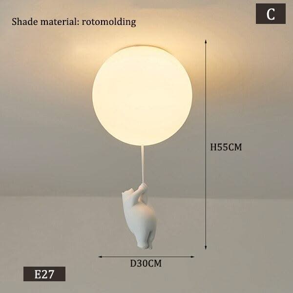 ChandeliersDecor.com-Kids Room Nursery Lighting-Kids Teddy Bears Holding Balloons Ceiling Light | Kids Room Decor Lights