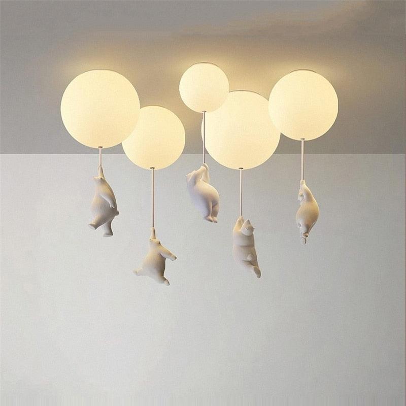 ChandeliersDecor.com-Kids Room Nursery Lighting-Kids Teddy Bears Holding Balloons Ceiling Light | Kids Room Decor Lights