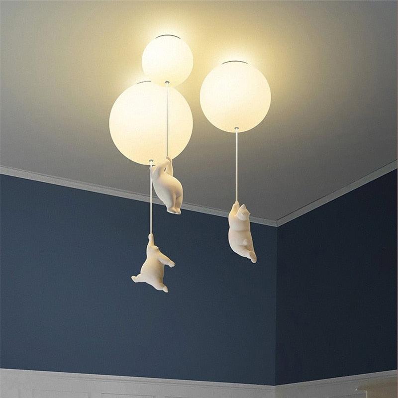 ChandeliersDecor.com-Kids Room Nursery Lighting-Kids Teddy Bears Holding Balloons Ceiling Light | Kids Room Decor Lights
