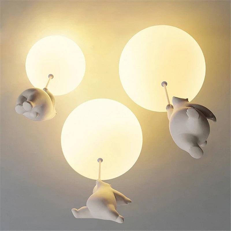 ChandeliersDecor.com-Kids Room Nursery Lighting-Kids Teddy Bears Holding Balloons Ceiling Light | Kids Room Decor Lights