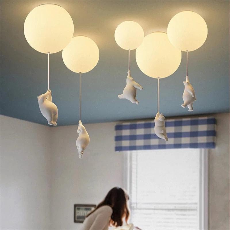 ChandeliersDecor.com-Kids Room Nursery Lighting-Kids Teddy Bears Holding Balloons Ceiling Light | Kids Room Decor Lights