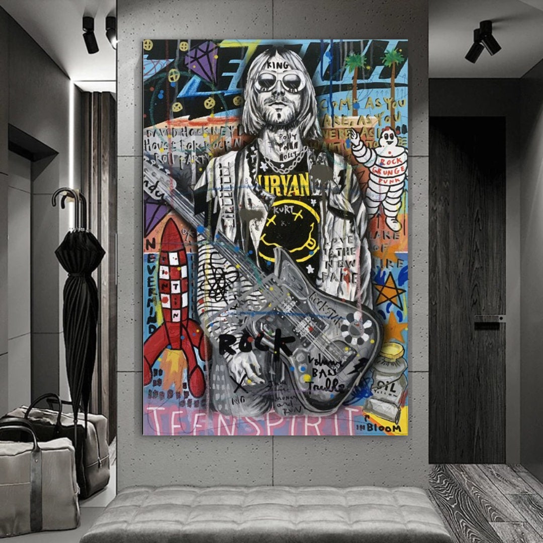 ChandeliersDecor.com-Wall Posters-Kurt Cobain Singer Canvas Wall Art