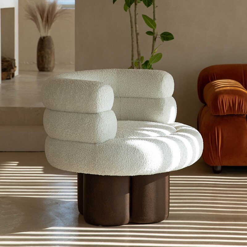 ChandeliersDecor.com-Sofa Chairs and Stools-Lamb Velvet Fabric Sofa Chair