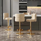 ChandeliersDecor.com-Bar Stools-Leather Bar Chair Stool Gold Frame Swivel Chair