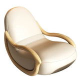 ChandeliersDecor.com-Sofa Chairs and Stools-Leather Rocking Chair Nested in Oak Wood