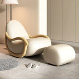 ChandeliersDecor.com-Sofa Chairs and Stools-Leather Rocking Chair Nested in Oak Wood