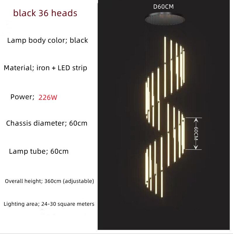 ChandeliersDecor.com-Chandeliers-LED Bars Staircase Chandelier: Illuminate Your Space