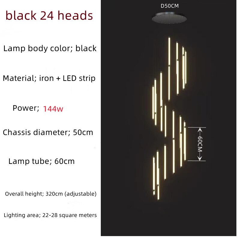 ChandeliersDecor.com-Chandeliers-LED Bars Staircase Chandelier: Illuminate Your Space