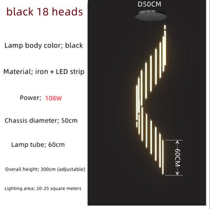 ChandeliersDecor.com-Chandeliers-LED Bars Staircase Chandelier: Illuminate Your Space