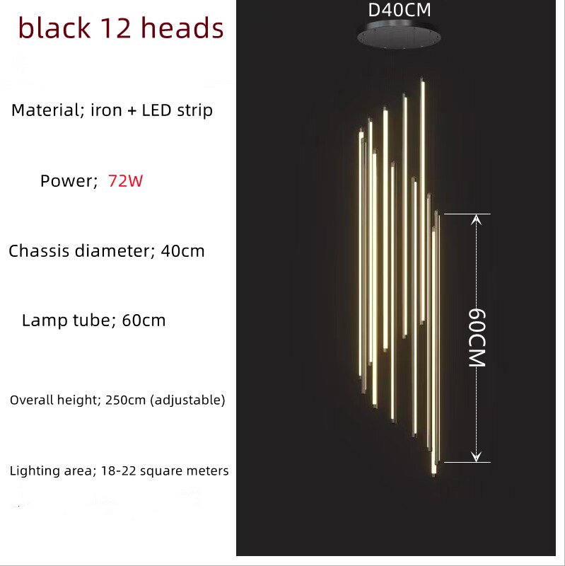ChandeliersDecor.com-Chandeliers-LED Bars Staircase Chandelier: Illuminate Your Space
