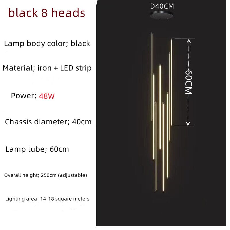 ChandeliersDecor.com-Chandeliers-LED Bars Staircase Chandelier: Illuminate Your Space