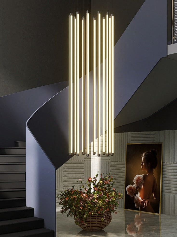 ChandeliersDecor.com-Chandeliers-LED Bars Staircase Chandelier: Illuminate Your Space