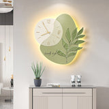 ChandeliersDecor.com-Wall Clocks-LED Lights Glowing Green Leaf Wall Clock