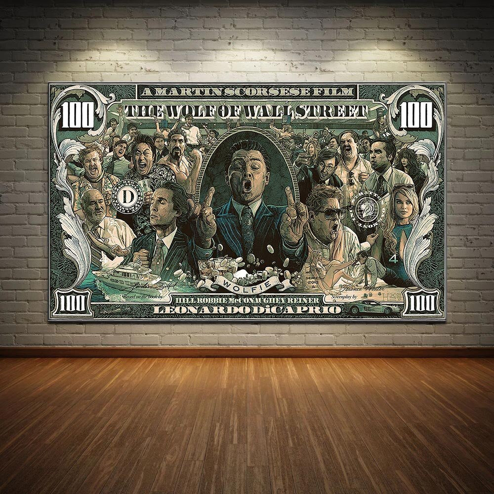 ChandeliersDecor.com-Wall Posters-Leonardo Canvas Wall Art - Wolf of Wall Street Poster