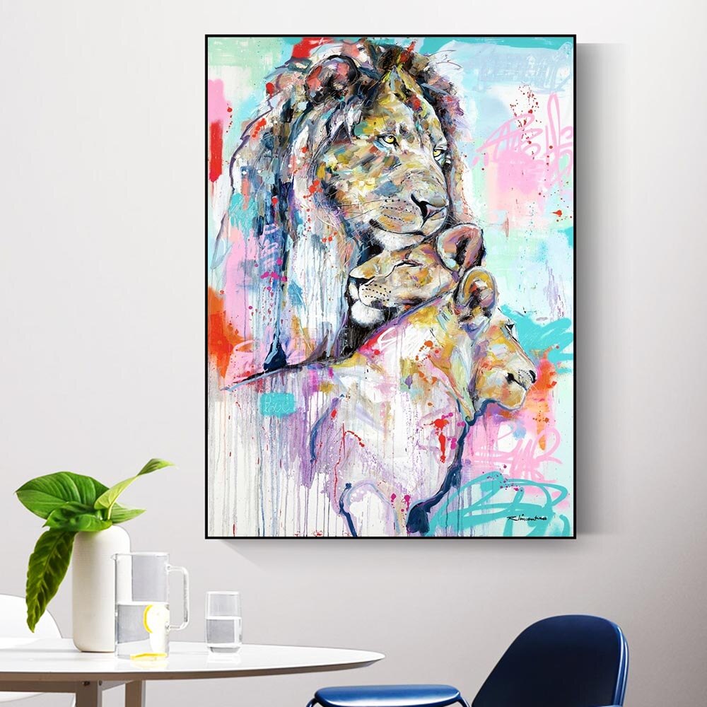 ChandeliersDecor.com-Wall Posters-Lion Family Art: Symbol of Love – Decorate Your Space