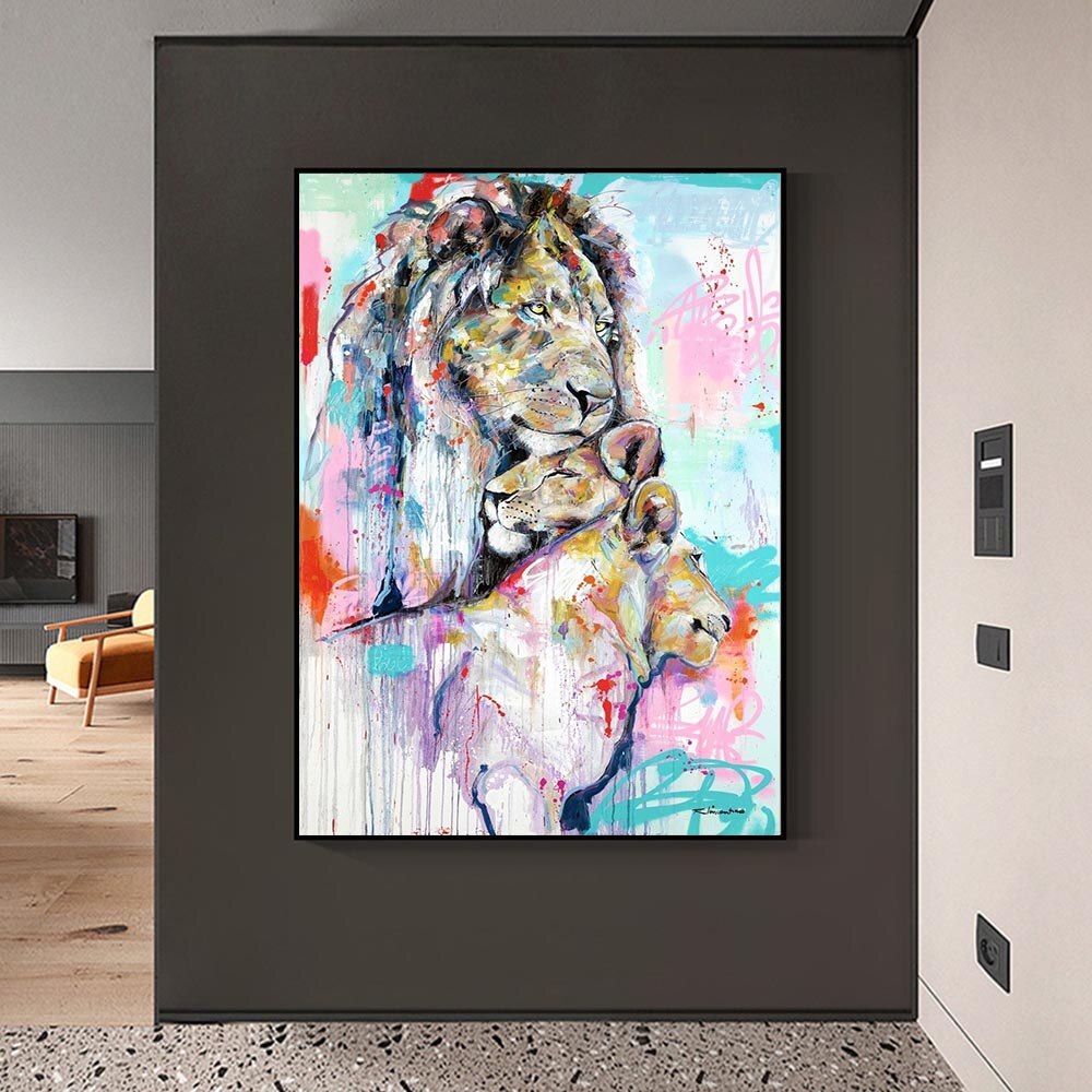 ChandeliersDecor.com-Wall Posters-Lion Family Art: Symbol of Love – Decorate Your Space